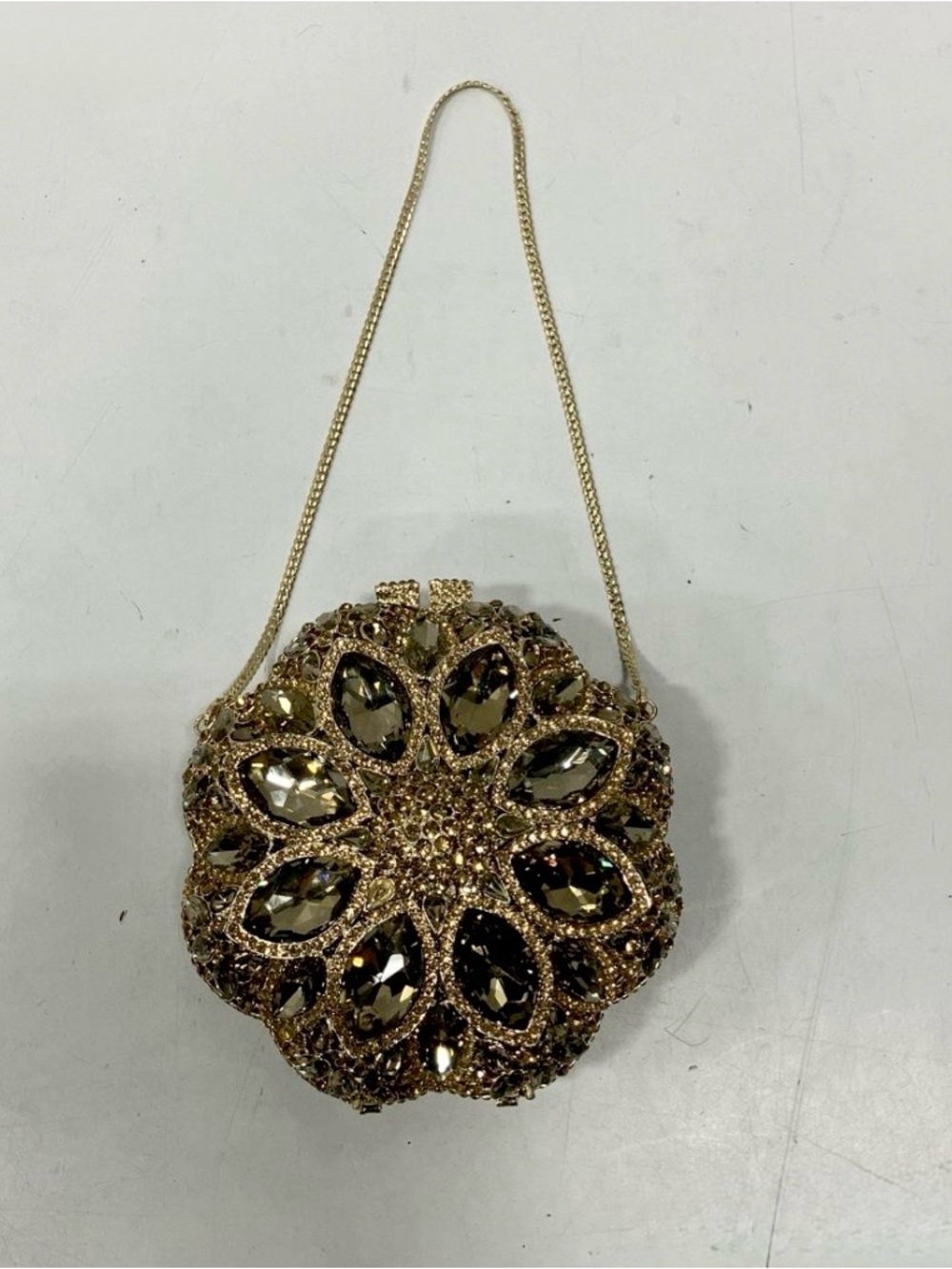 Gold Crystal Sunflower Jeweled Evening Bag - Elegant Floral Crystal Clutch